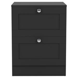 Altino 3 Piece Bedroom Furniture Set (2 Drawer Bedside, 5 Drawer Chest, 2 Door 2 Drawer Wardrobe), Black