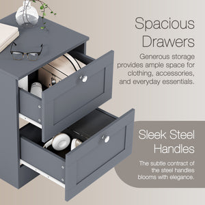 Altino 2 Drawer Bedside Chest, Grey