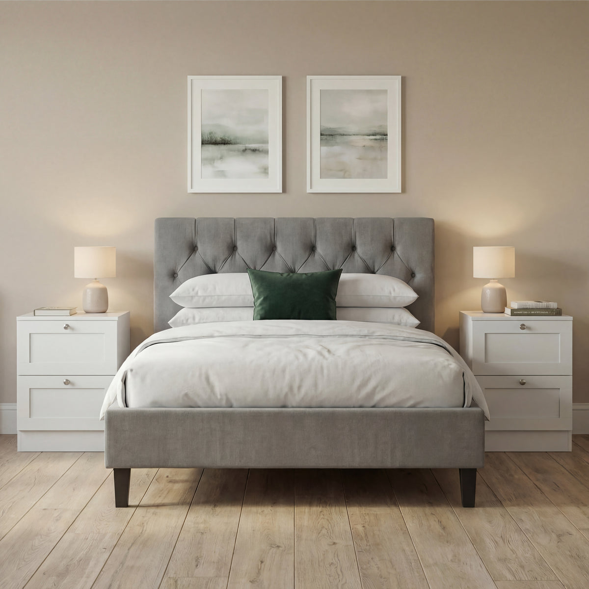 Altino 2 Drawer Bedside Chest Set of 2, White