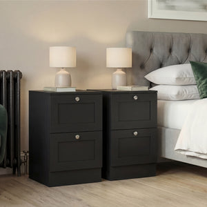 Altino 2 Drawer Bedside Chest, Black (Set 0f 2)
