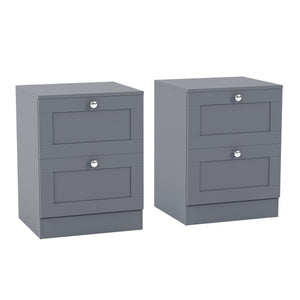 Altino 2 Drawer Bedside Chest Set of 2, Grey