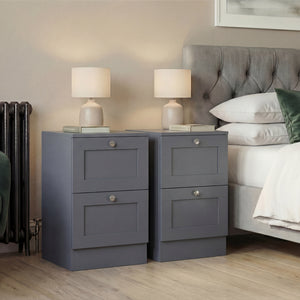 Altino 2 Drawer Bedside Chest Set of 2, Grey