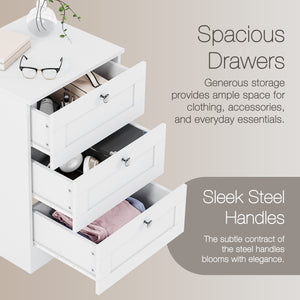 Altino 3 Drawer Bedside Chest, White