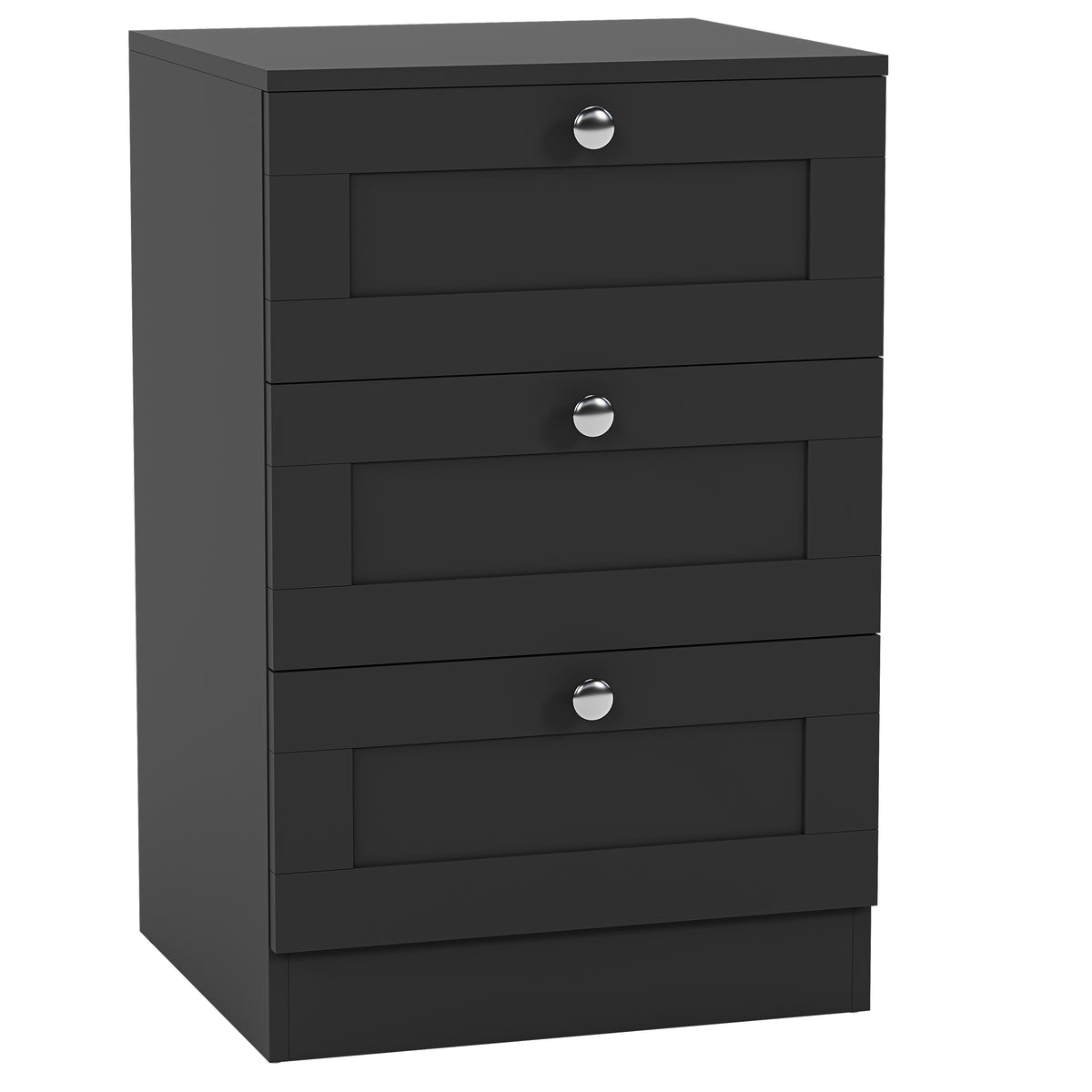 Altino 3 Drawer Bedside Chest, Black