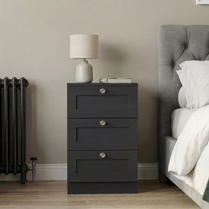 Altino 3 Drawer Bedside Chest, Black