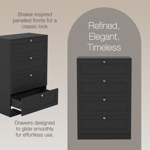Altino 4 Drawer Chest Cabinet, Black