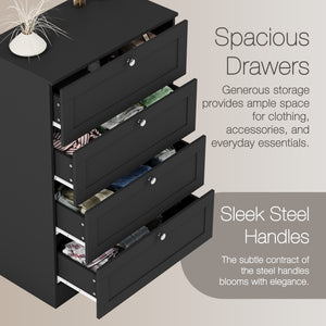 Altino 4 Drawer Chest Cabinet, Black