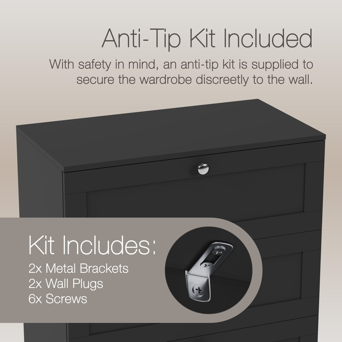 Altino 4 Drawer Chest Cabinet, Black