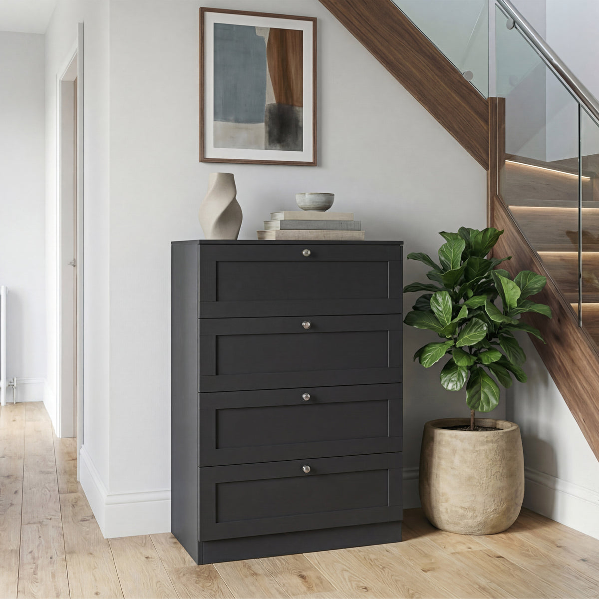 Altino 4 Drawer Chest Cabinet, Black