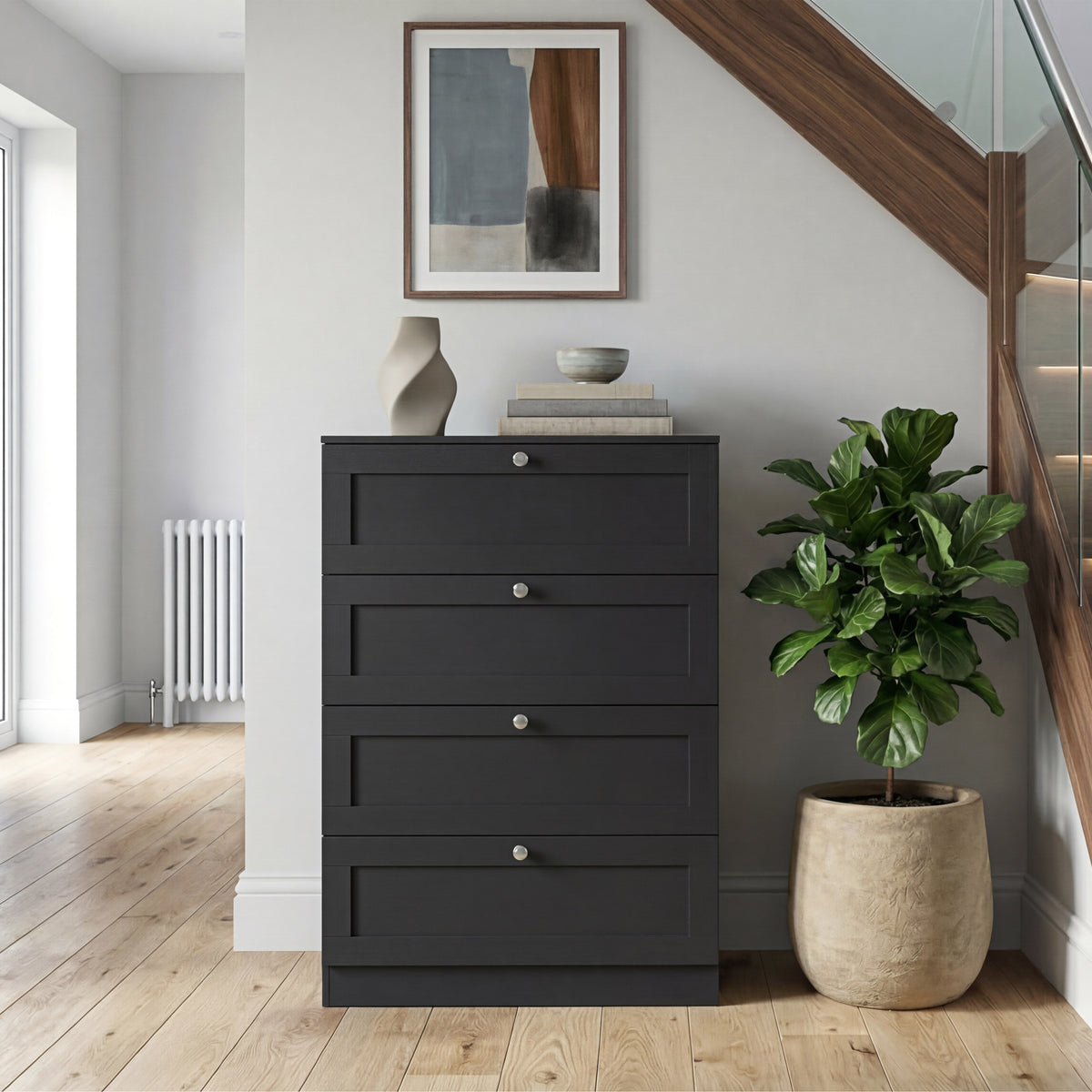 Altino 4 Drawer Chest Cabinet, Black