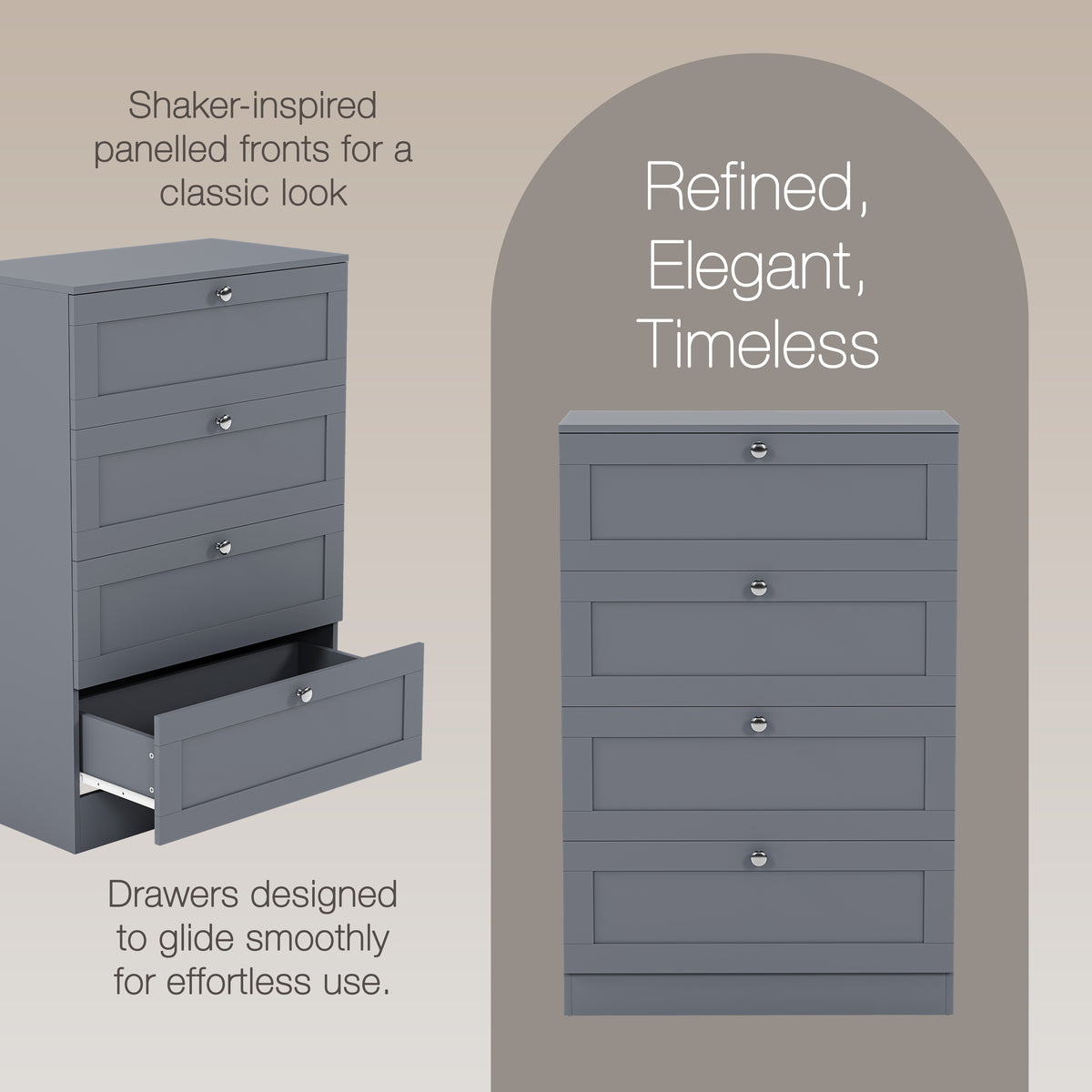 Altino 4 Drawer Chest Cabinet, Grey