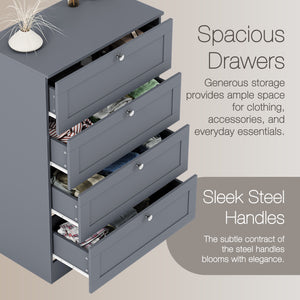 Altino 4 Drawer Chest Cabinet, Grey