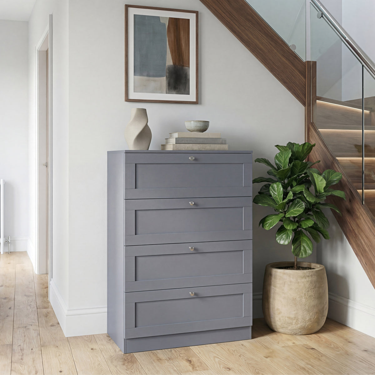Altino 4 Drawer Chest Cabinet, Grey
