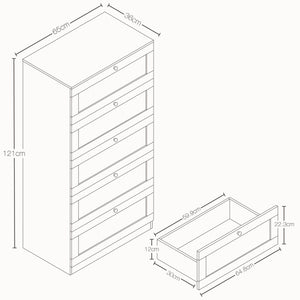 Altino 3 Piece Bedroom Furniture Set (3 Drawer Bedside, 5 Drawer Chest, 2 Door 2 Drawer Wardrobe), Grey