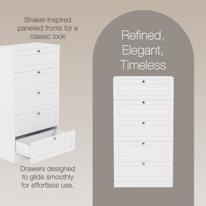 Altino 5 Drawer Chest Cabinet, White