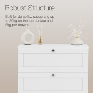 Altino 3 Piece Bedroom Furniture Set (2 Drawer Bedside, 5 Drawer Chest, 2 Door 2 Drawer Wardrobe), White