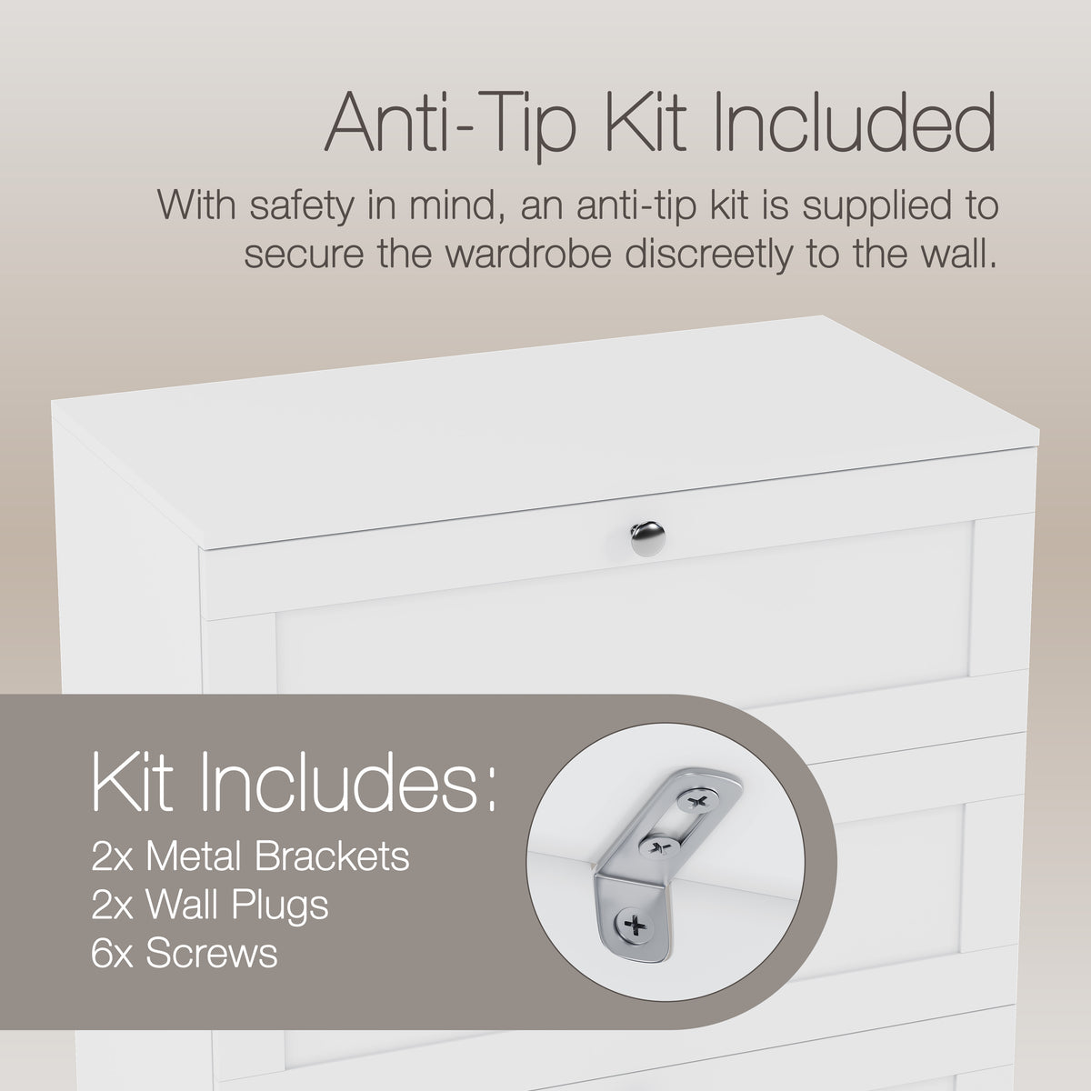 Altino 5 Drawer Chest Cabinet, White