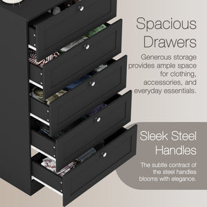 Altino 5 Drawer Chest Cabinet, Black