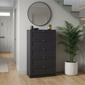 Altino 5 Drawer Chest Cabinet, Black