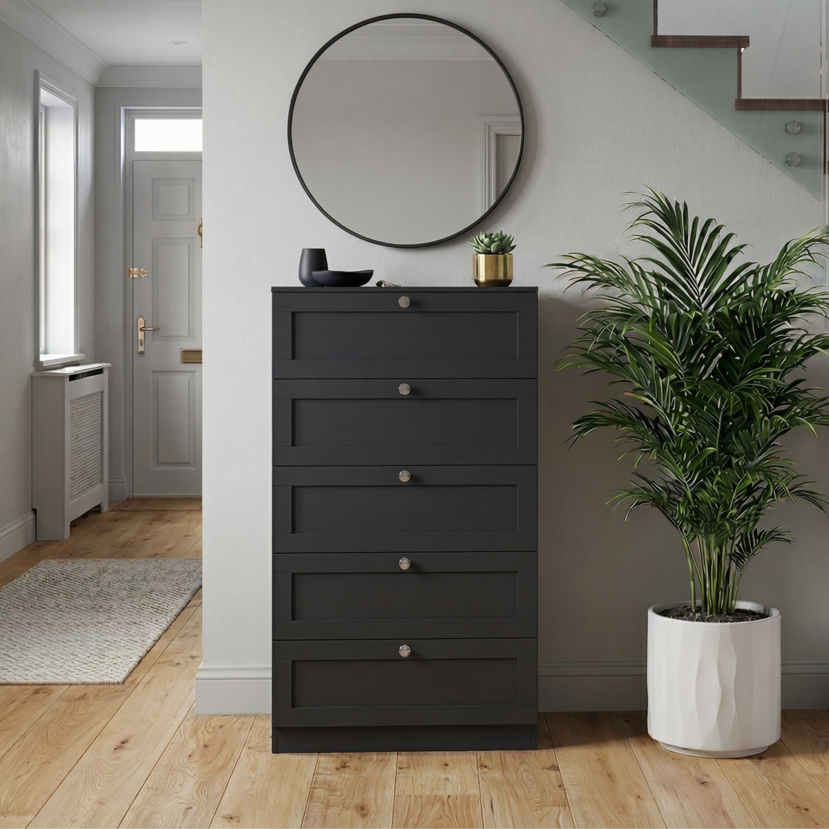 Altino 5 Drawer Chest Cabinet, Black
