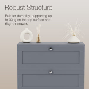 Altino 3 Piece Bedroom Furniture Set (2 Drawer Bedside, 5 Drawer Chest, 2 Door 2 Drawer Wardrobe), Grey