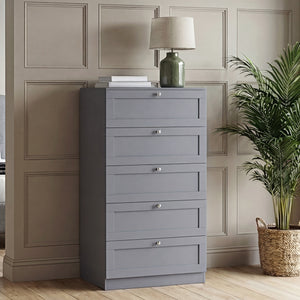 Altino 3 Piece Bedroom Furniture Set (2 Drawer Bedside, 5 Drawer Chest, 2 Door 2 Drawer Wardrobe), Grey