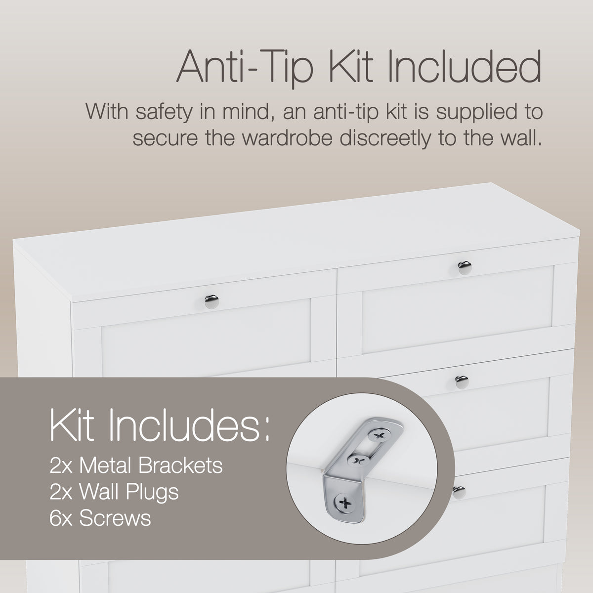 Altino 6 Drawer Chest Cabinet, White