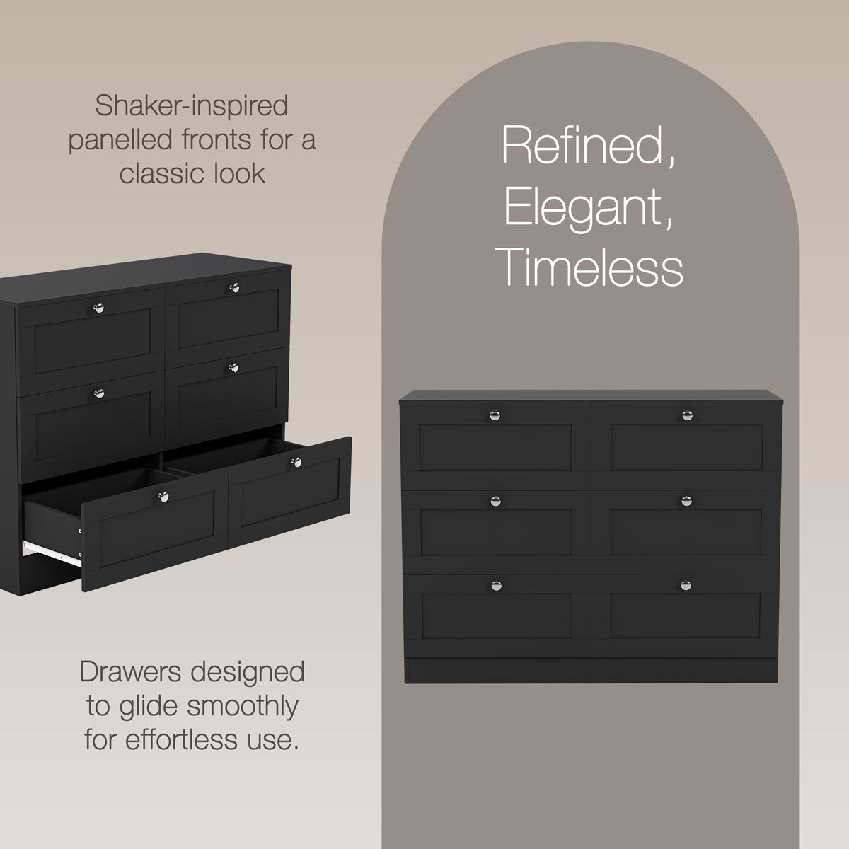 Altino 6 Drawer Chest Cabinet, Black