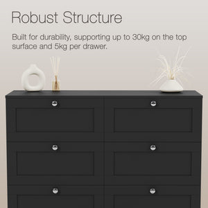 Altino 6 Drawer Chest Cabinet, Black