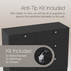Altino 6 Drawer Chest Cabinet, Black