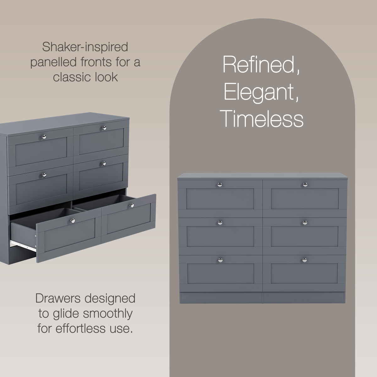 Altino 6 Drawer Chest Cabinet, Grey