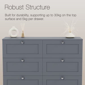Altino 6 Drawer Chest Cabinet, Grey