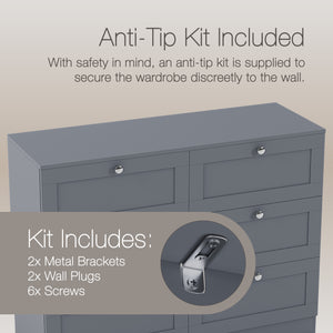 Altino 6 Drawer Chest Cabinet, Grey