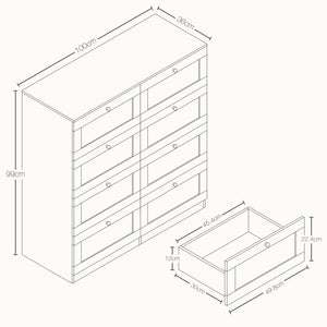 Altino 8 Drawer Chest Cabinet, Grey