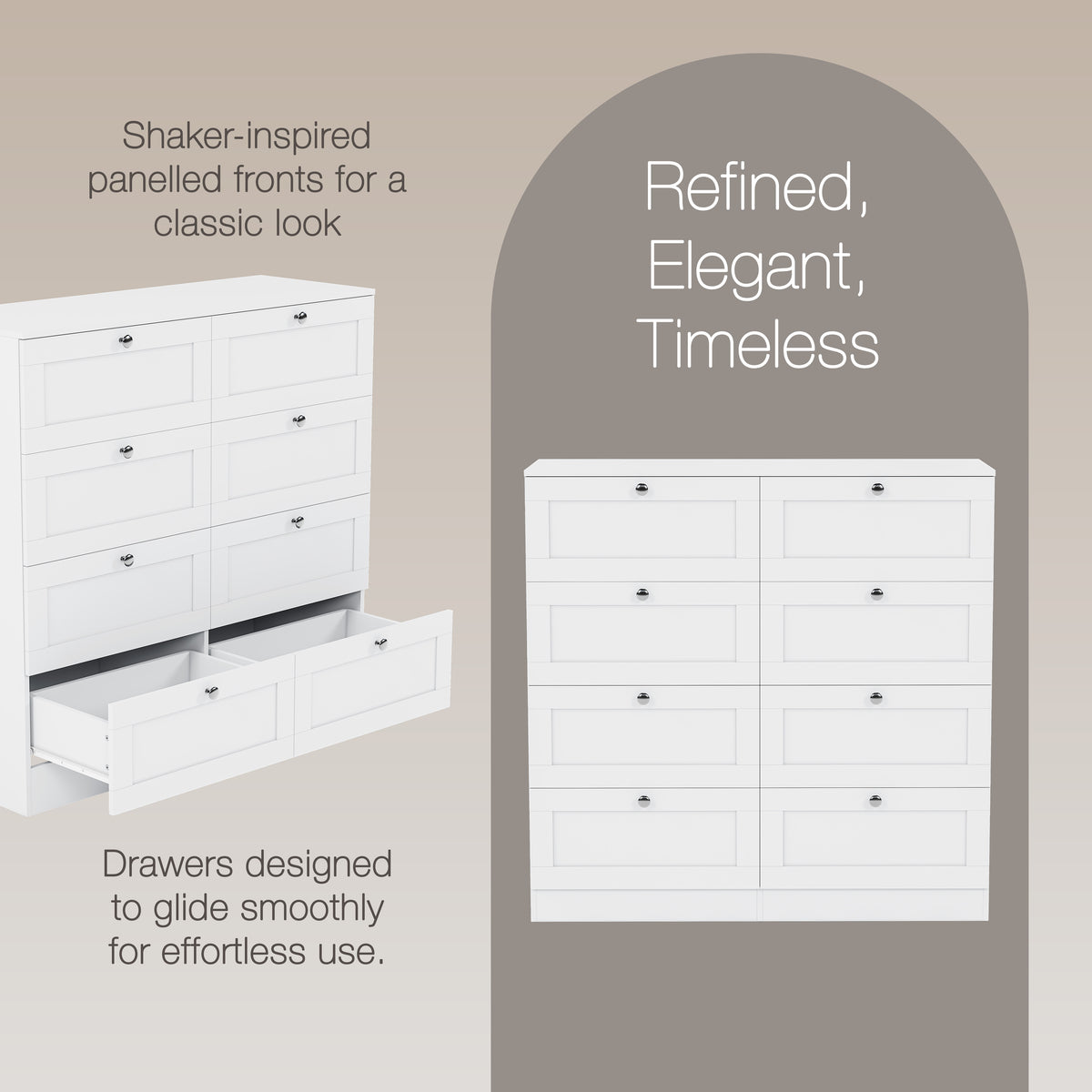 Altino 8 Drawer Chest Cabinet, White