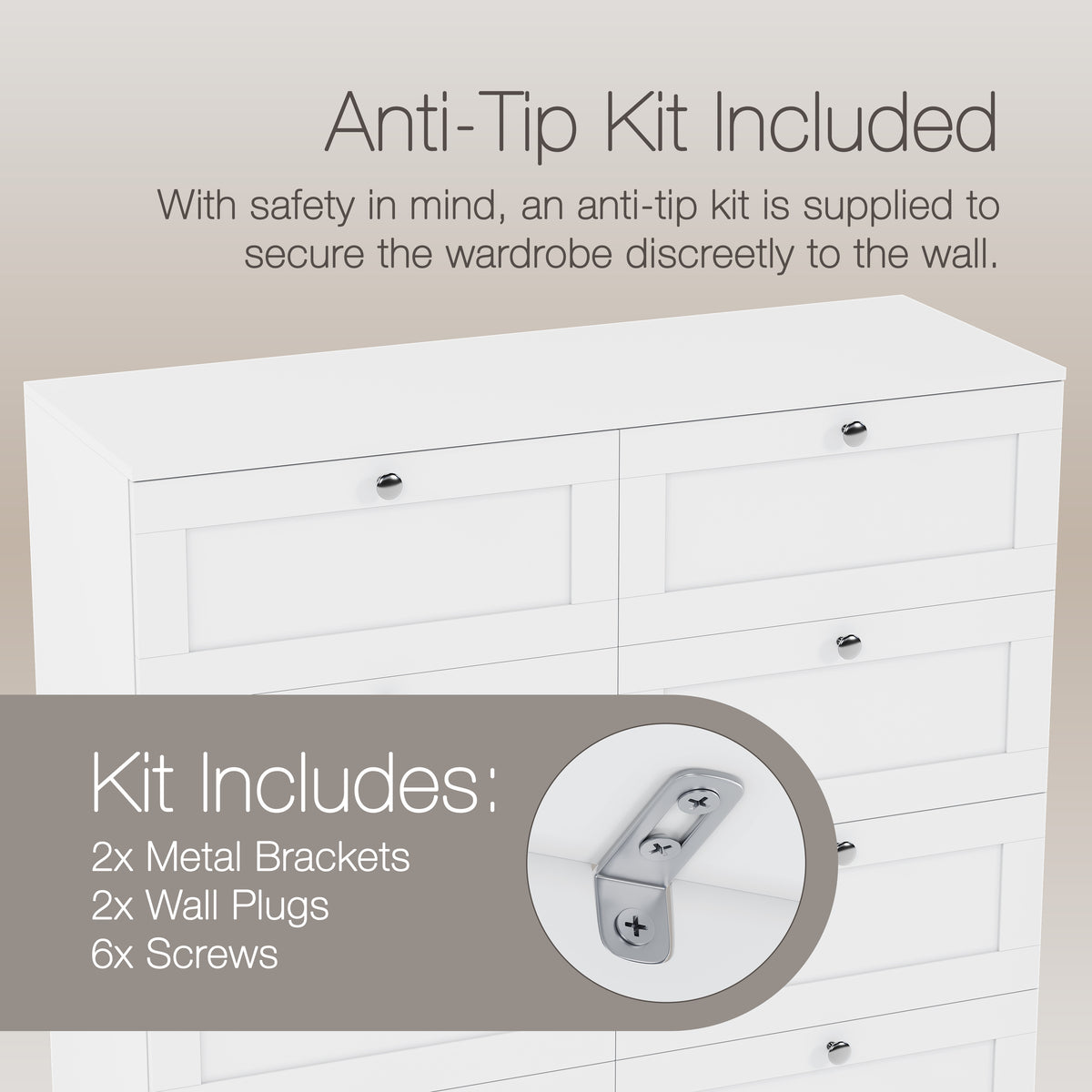 Altino 8 Drawer Chest Cabinet, White