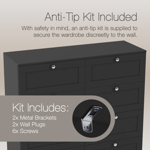 Altino 8 Drawer Chest Cabinet, Black