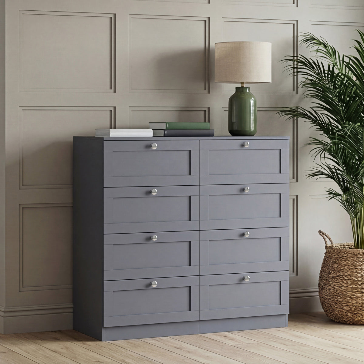Altino 8 Drawer Chest Cabinet, Grey