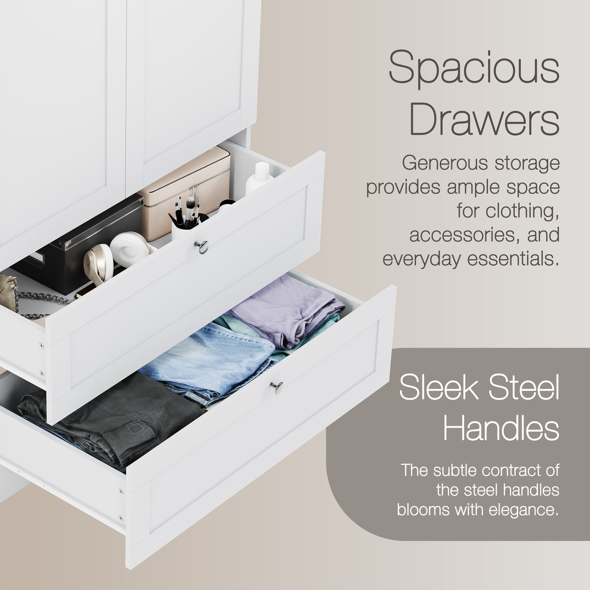 Altino 3 Piece Bedroom Furniture Set (2 Drawer Bedside, 5 Drawer Chest, 2 Door 2 Drawer Wardrobe), White