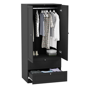 Altino 2 Door 2 Drawer Wardrobe, Black