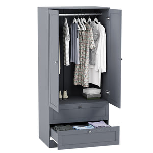 Altino 3 Piece Bedroom Furniture Set (3 Drawer Bedside, 5 Drawer Chest, 2 Door 2 Drawer Wardrobe), Grey