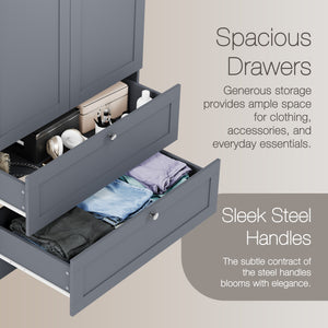 Altino 3 Piece Bedroom Furniture Set (2 Drawer Bedside, 5 Drawer Chest, 2 Door 2 Drawer Wardrobe), Grey