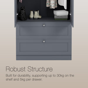 Altino 2 Door 2 Drawer Wardrobe, Grey