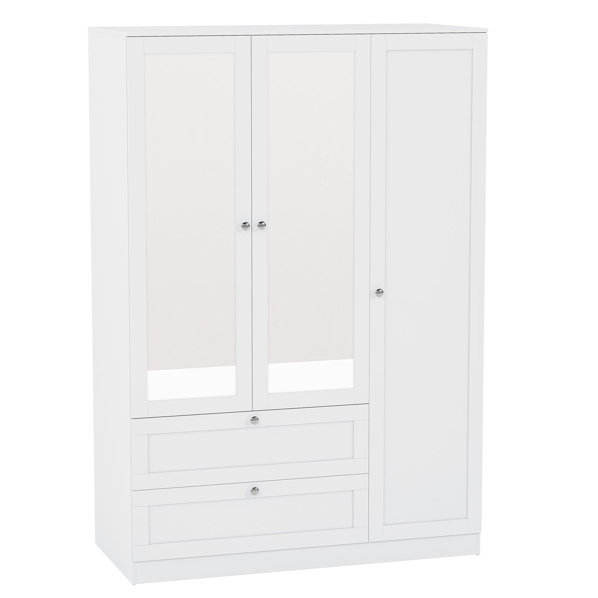 Altino 3 Door 2 Drawer Mirrored Wardrobe, White