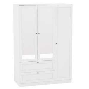 Altino 3 Door 2 Drawer Mirrored Wardrobe, White