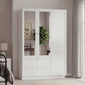 Altino 3 Door 2 Drawer Mirrored Wardrobe, White