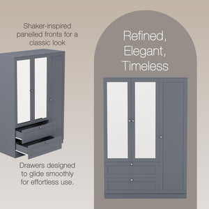 Altino 3 Door 2 Drawer Mirrored Wardrobe, Grey