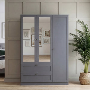 Altino 3 Piece Bedroom Furniture Set (2 Drawer Bedside, 4 Drawer Chest, 3 Door 2 Drawer Wardrobe), Grey