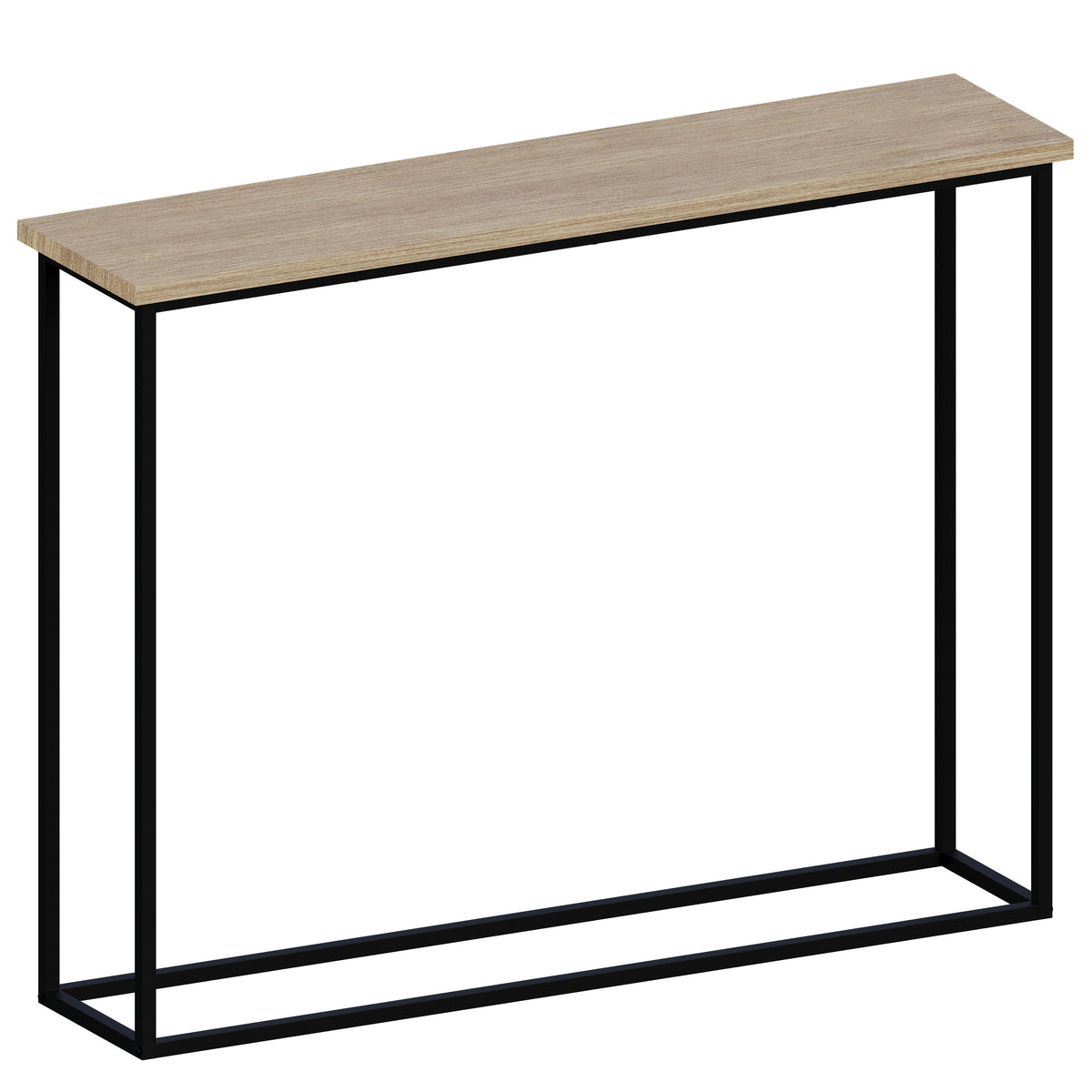 Console Table With Metal Legs, Oak & Black