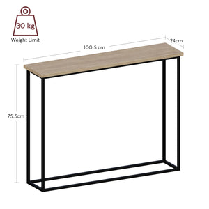 Console Table With Metal Legs, Oak & Black